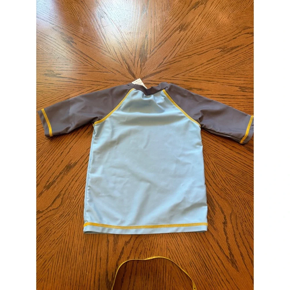 Millie & Maxx Boys Blue Grey Dump Truck Rash‎ Guard Swim Shirt 24M